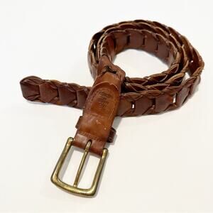 Brown Leather Braided Vintage Worn Look Belt